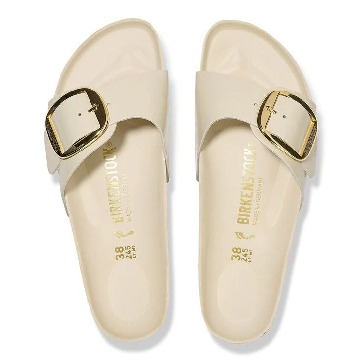BIRKENSTOCK- MADRID BIG BUCKLE NATURAL LEATHER PATENT- HIGH SHINE SANDAL - Image 3
