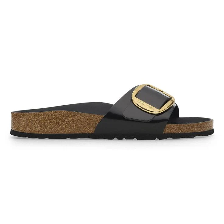 BIRKENSTOCK- MADRID BIG BUCKLE NATURAL LEATHER PATENT SANDAL