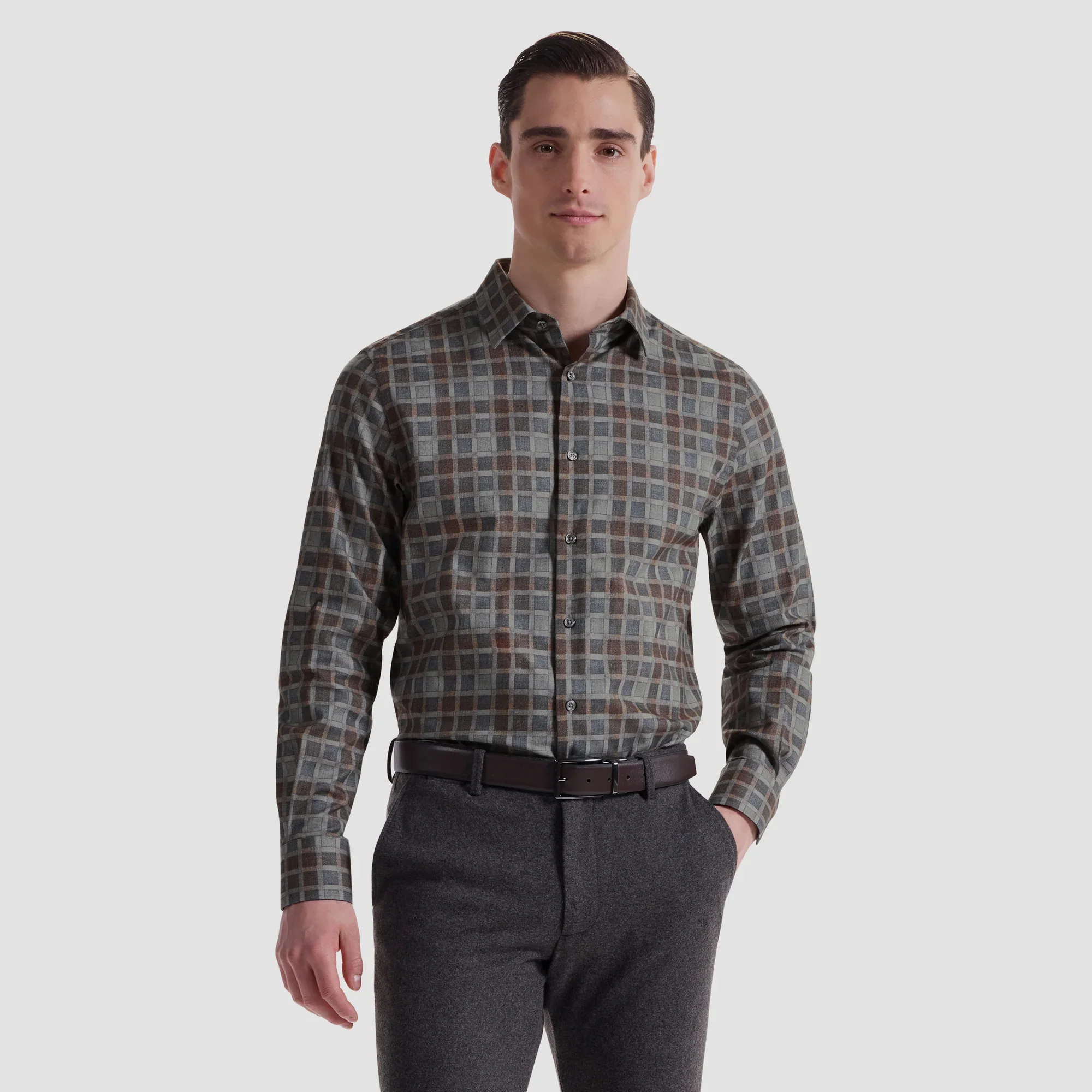 BUGATCHI- MEN'S JULIAN WINDOWPANE SHIRT