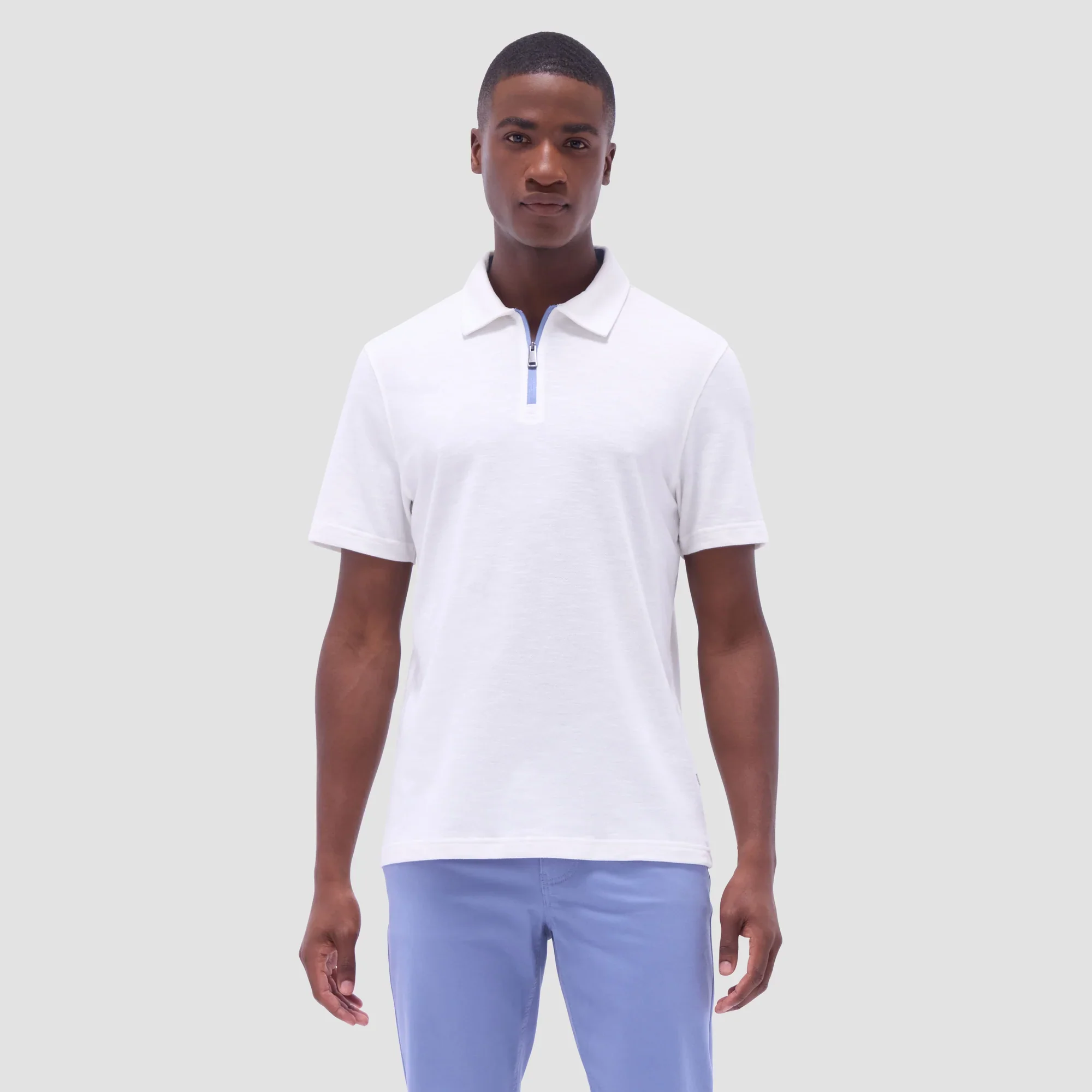 BUGATCHI- Men's Performance Heather Quarter-Zip Polo Shirt - Image 2