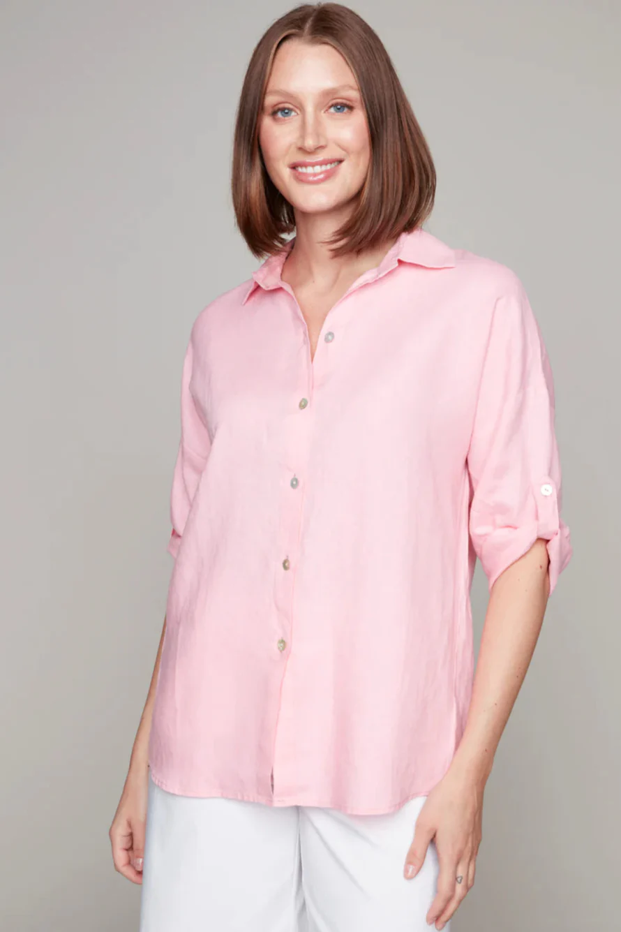 CARRE NOIR- WOMEN'S LINEN BUTTON FRONT TOP - Image 2