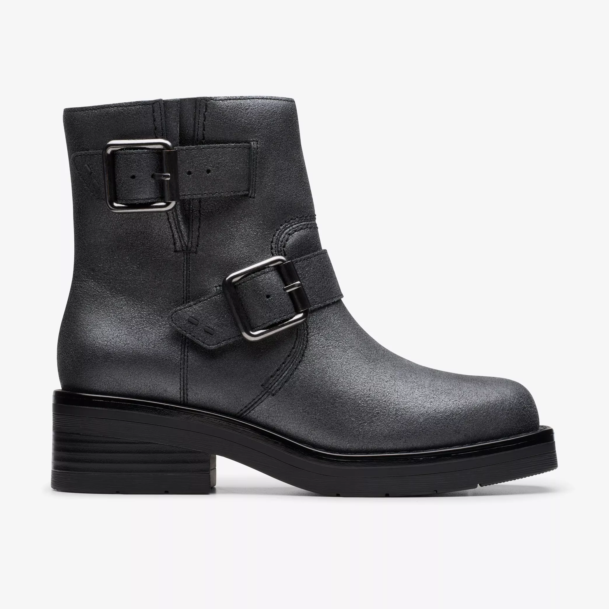 CLARKS- WOMEN'S REBELLE BUCKLE METALLIC BOOT