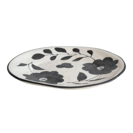 CREATIVE CO-OP- HAND-PAINTED STONEWARE FLORAL PLATE - Image 2