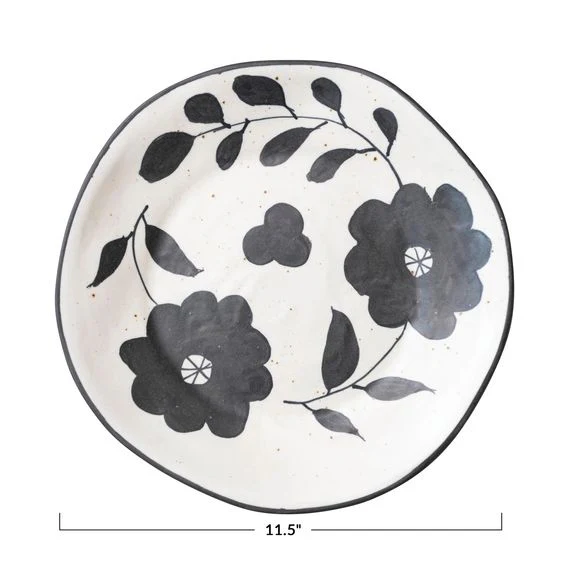 CREATIVE CO-OP- HAND-PAINTED STONEWARE FLORAL PLATE - Image 3