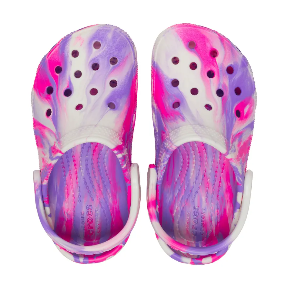 CROCS- LITTLE KIDS CLASSIC GLOW-IN-THE-DARK MARBLED CLOG - Image 3