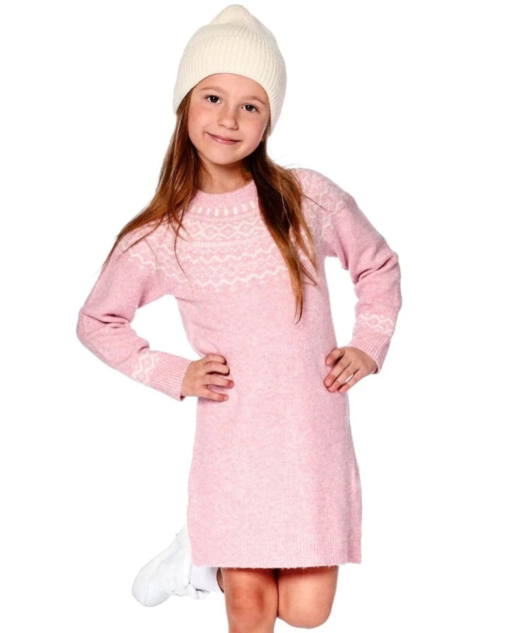 Deux Par Deux - Knitted Kids Dress w/Jacquard #H20MT86