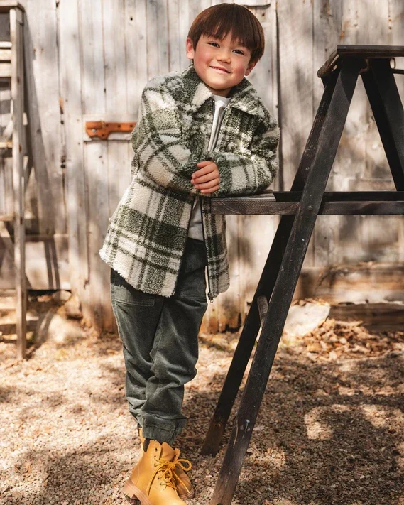 DEUX PAR DEUX- KIDS' FOREST GREEN STRETCH CORDUROY JOGGER PANT - Image 6