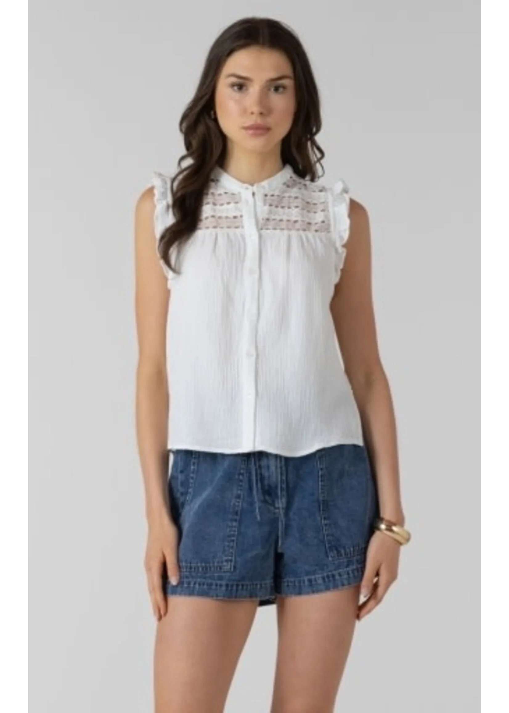 DEX - LACE INSERT BUTTON FRONT BLOUSE - Image 2