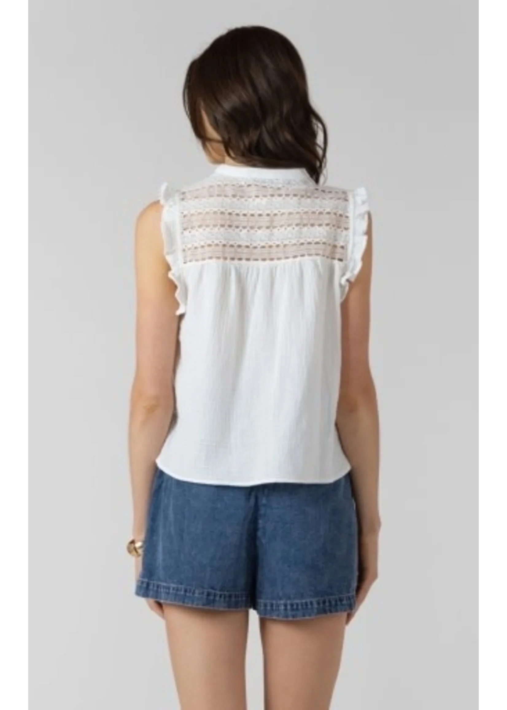 DEX - LACE INSERT BUTTON FRONT BLOUSE - Image 3
