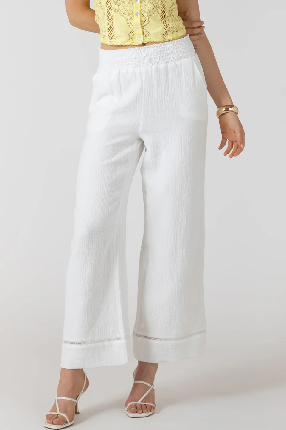 DEX - LACE TRIM WIDE LEG PANT
