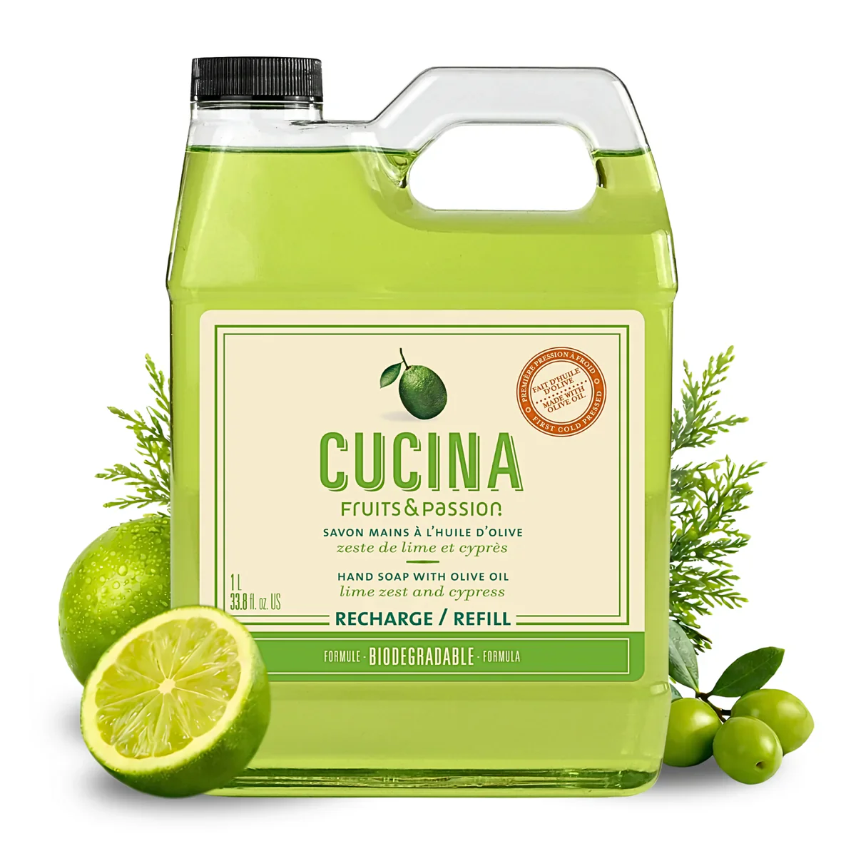 CUCINA - LIME ZEST & CYPRESS HAND SOAP REFILL 1 LTR