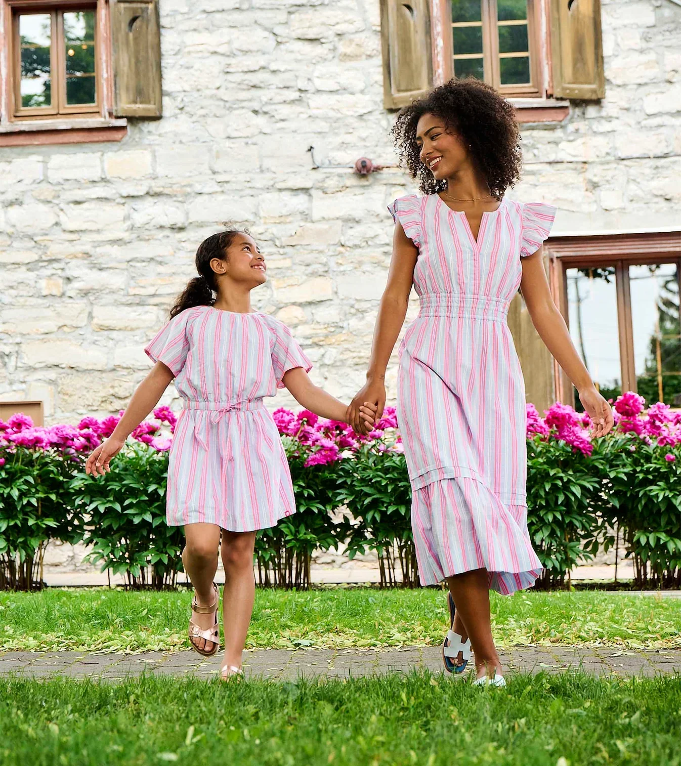 HATLEY -  KIDS NEON CHAMBRAY STRIPES WOVEN PLAY DRESS - Image 2