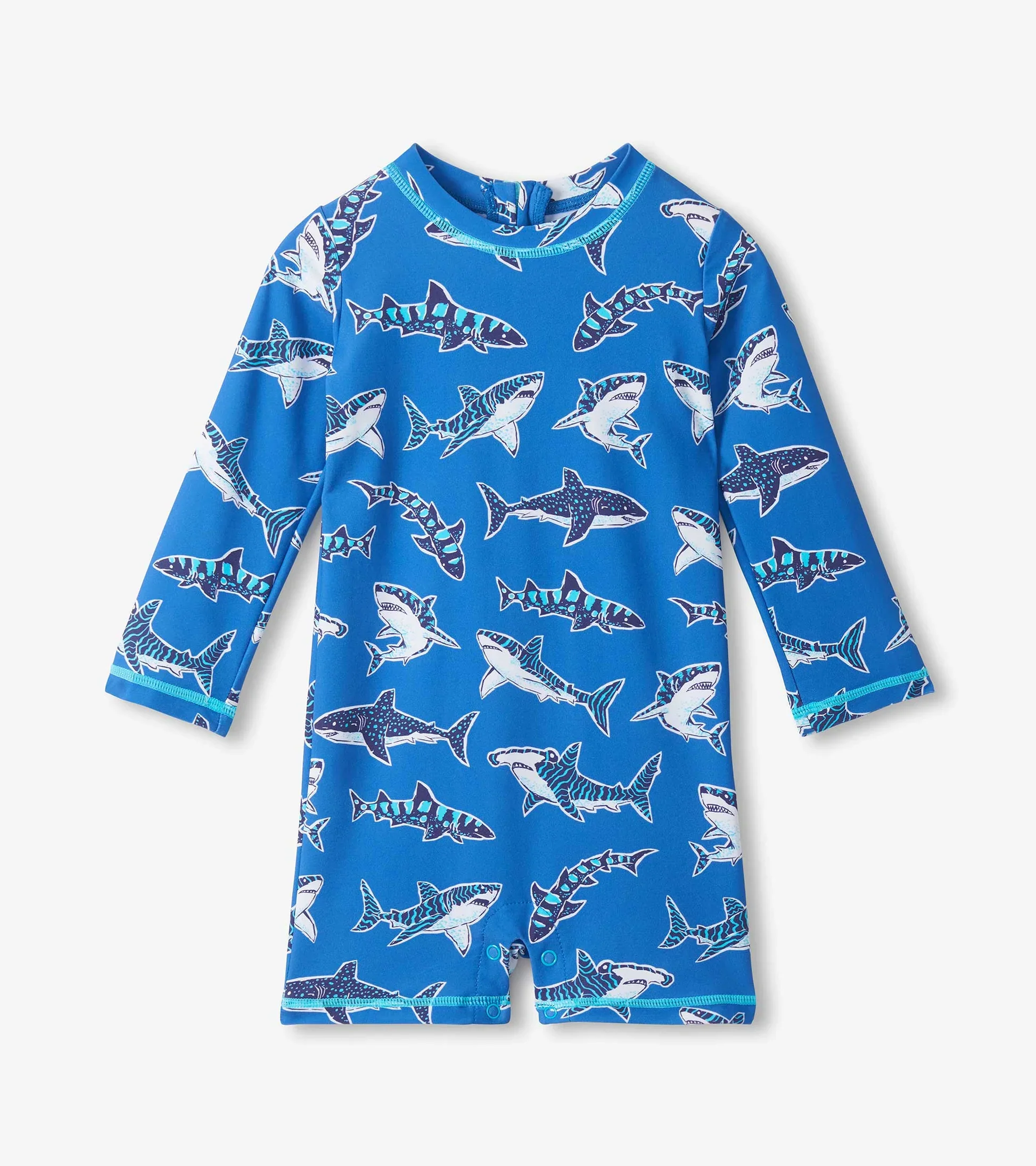 HATLEY - KIDS PATTERNED SHARKS ONE PIECE RASHGUARD