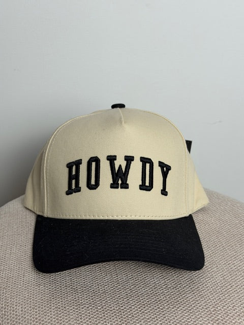 HOWDY 3D LETTER EMBROIDERED TWO-TONE TRUCKER HAT
