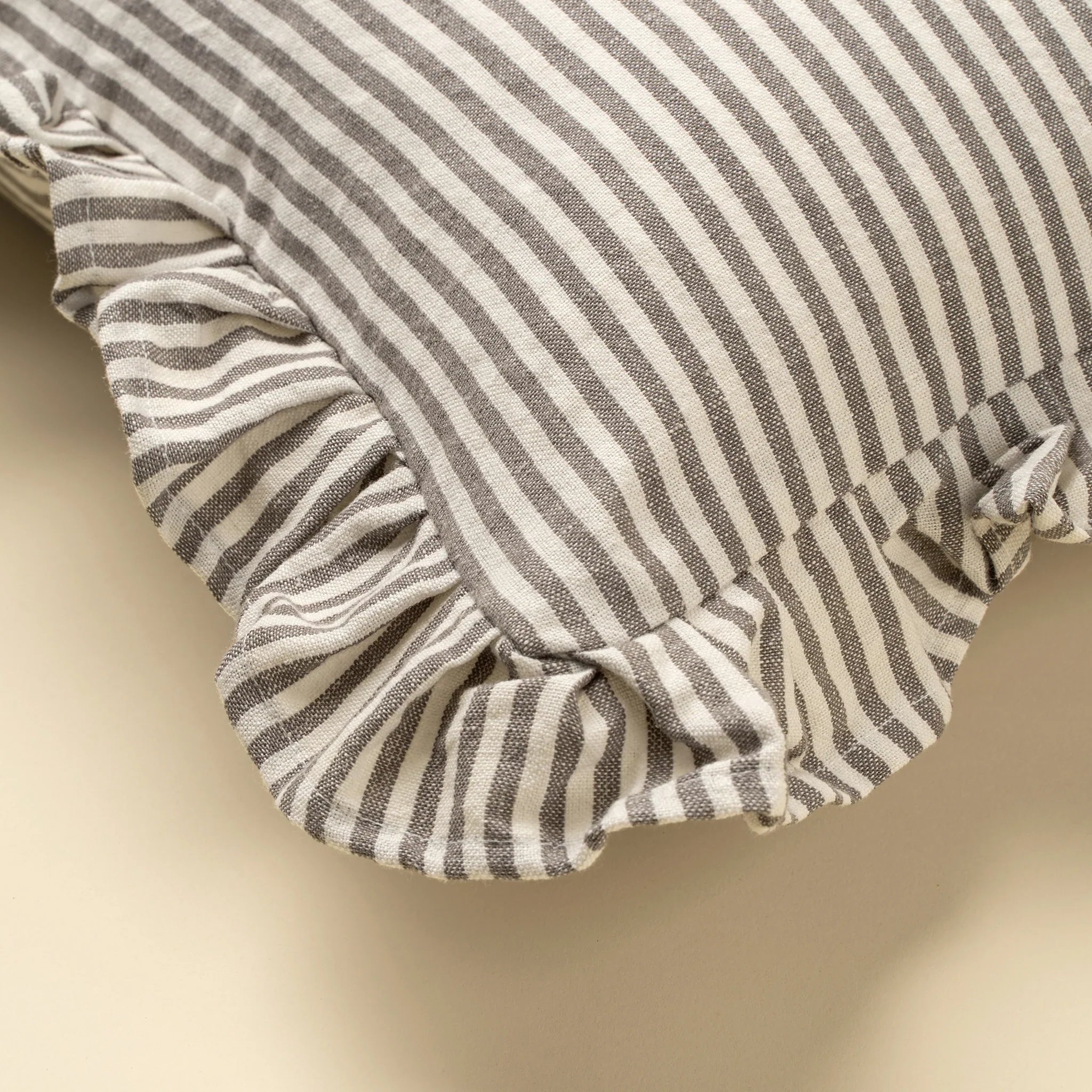 INDABA - 20X20 RUFFEL THIGN STRIPED PILLOW GREY - Image 2