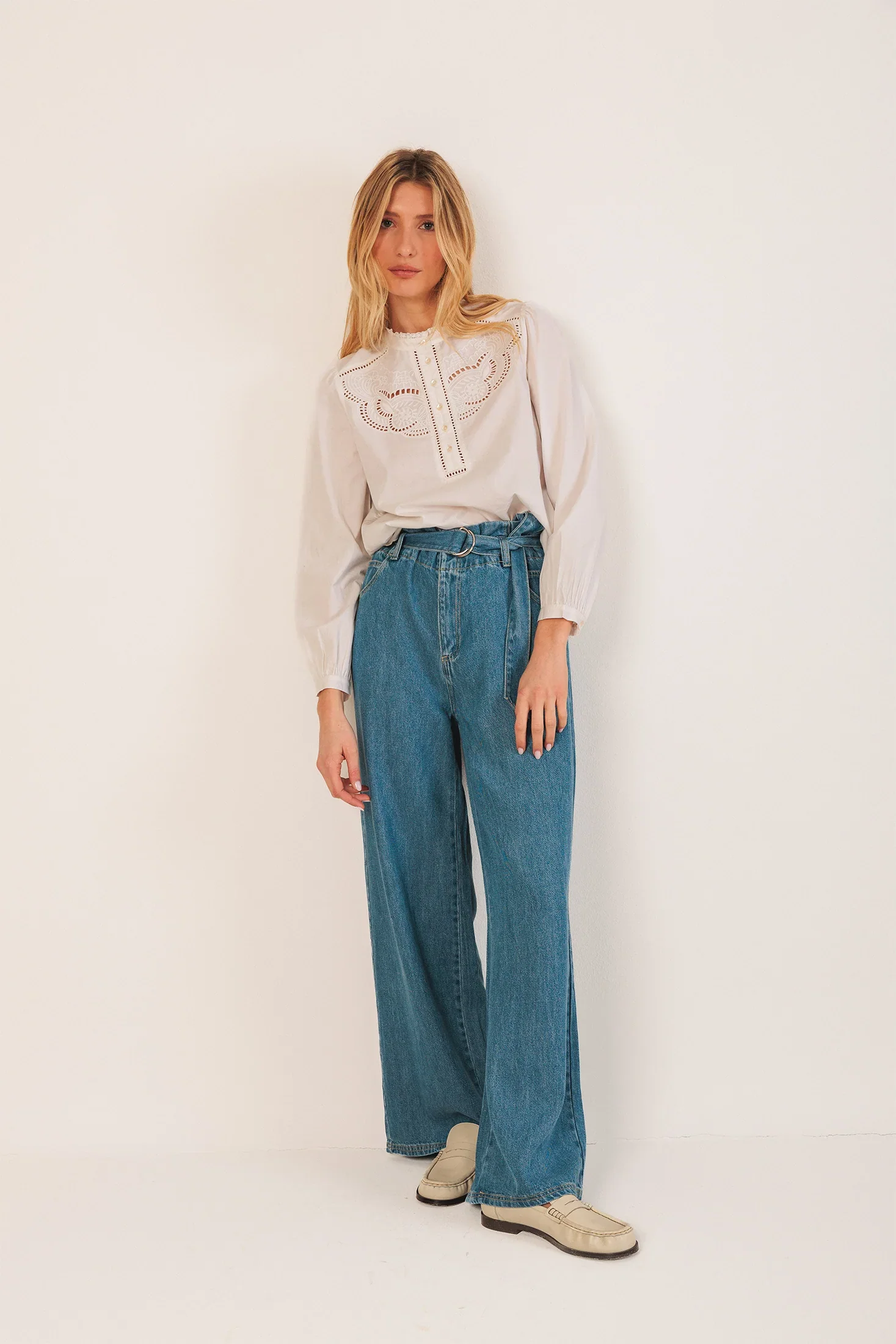 INDI & COLD- WOMEN'S EMBROIDERED TRIMMED BLOUSE - Image 2