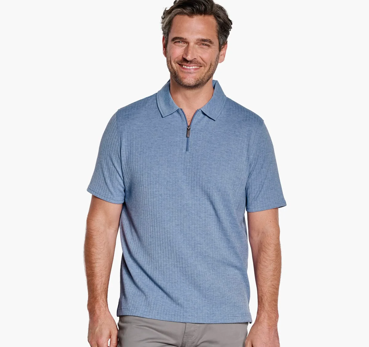 JOHNSTON & MURPHY - FINN RIBBED ZIP POLO