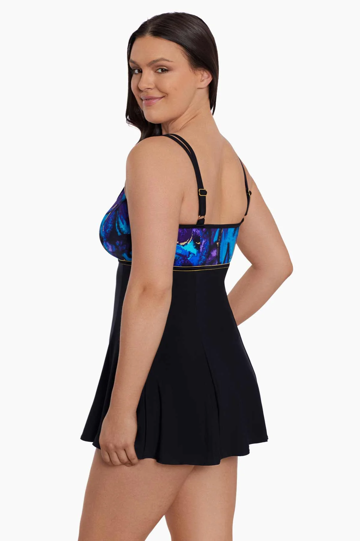 LONGITUDE- Empire Princess Seam Long Torso Swim Dress - Image 2