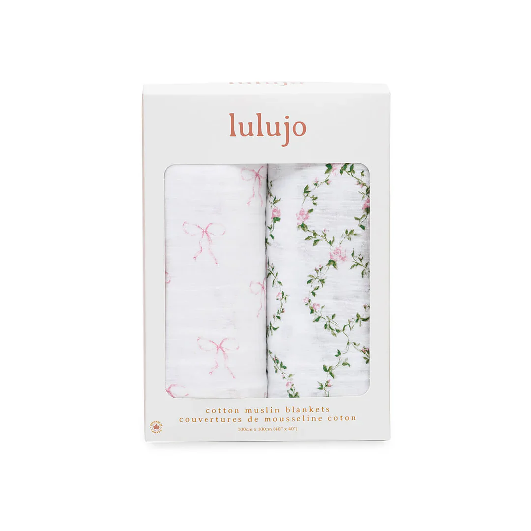 LULUJO - 2PK SWADDLE BOWS/ROSE