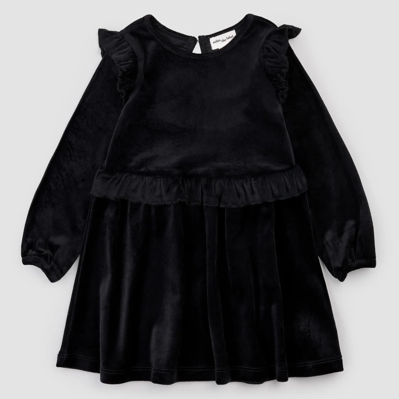 MILES THE LABEL - KIDS' BLACK VELOUR DRESS (3M TO 24M)