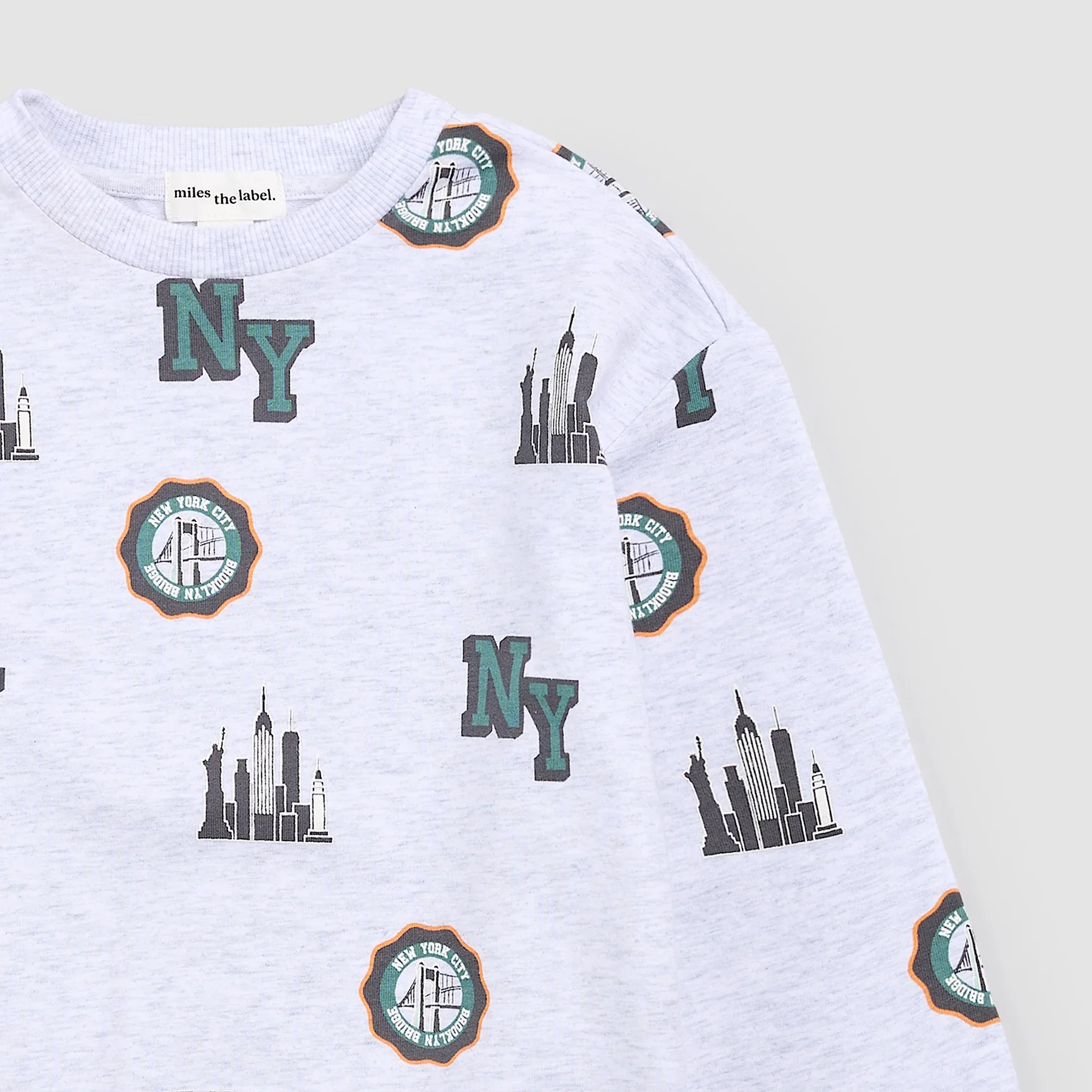 MILES THE LABEL - BOY SWEATSHIRT KNIT-HEATHER GREY LT. 26SMW03T02-K - Image 3