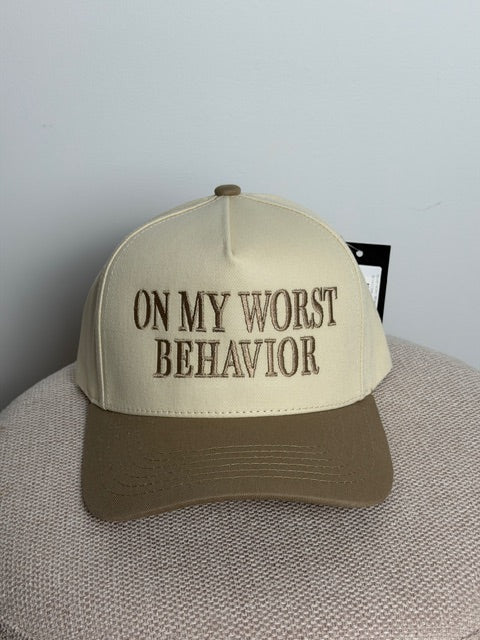 ON MY WORST BEHAVIOR EMBROIDERED TRUCKER HAT - Image 2