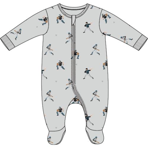PETIT LEM- Baby Baseball Player Print on Lunar Rock Sleeper - Image 3