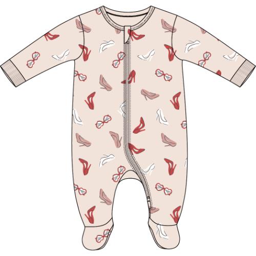 PETIT LEM- Baby Dress Up Print on Blush Sleeper - Image 3