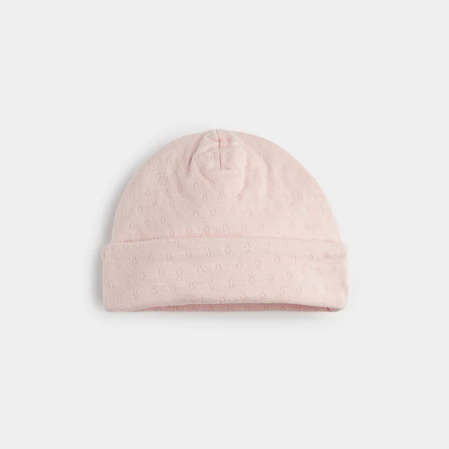 PETIT LEM- BABY PEONY BLUSH POINTELLE KNIT HAT