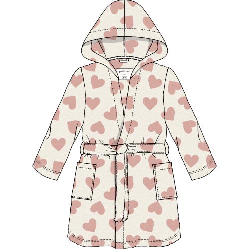 PETIT LEM - Kids Heart Prints on Ivory Plush Robe - Image 4