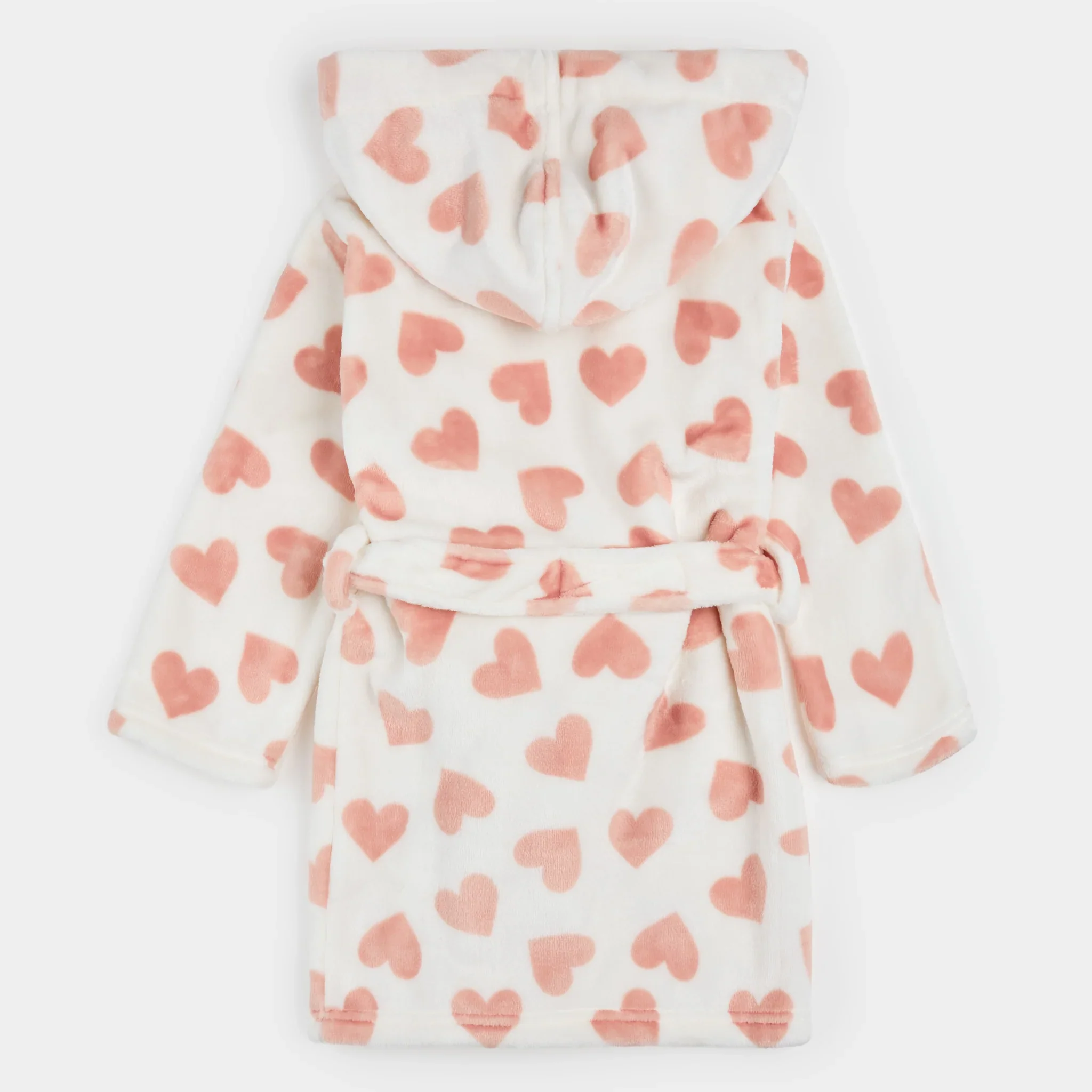 PETIT LEM- Kids Heart Prints on Ivory Plush Robe (8-14) - Image 2