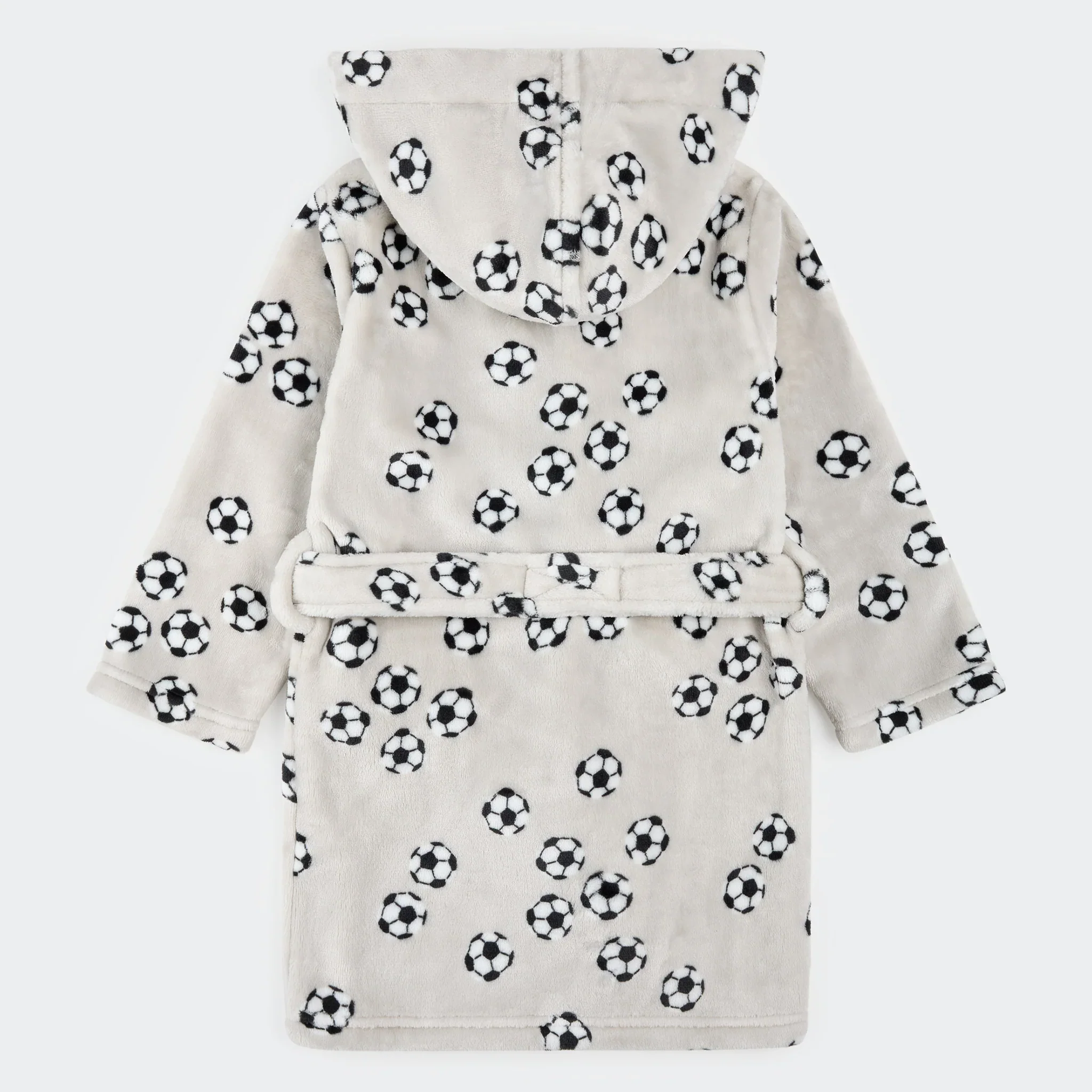 PETIT LEM- Kids Soccer Ball Print on Lunar Rock Plush Robe (8-14) - Image 2