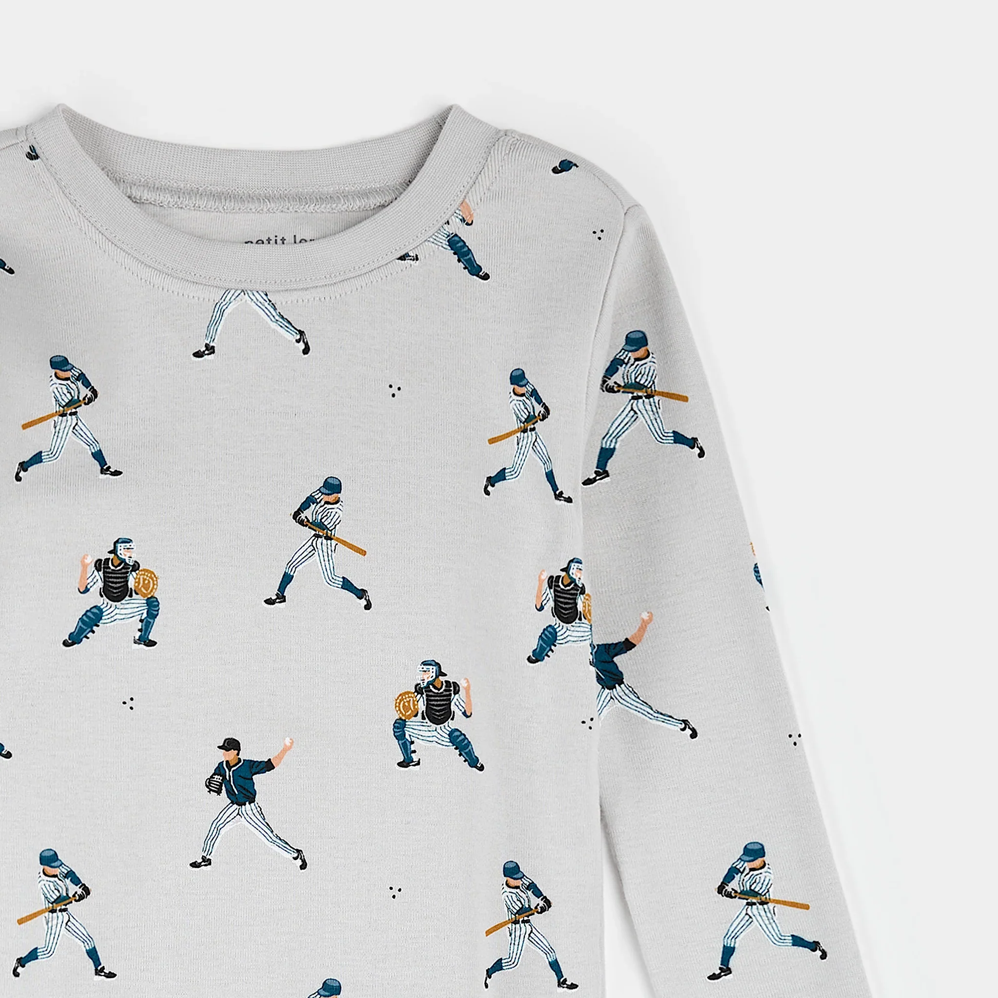 PETIT LEM- Kids Baseball Player Print on Lunar Rock PJ Set - Image 2