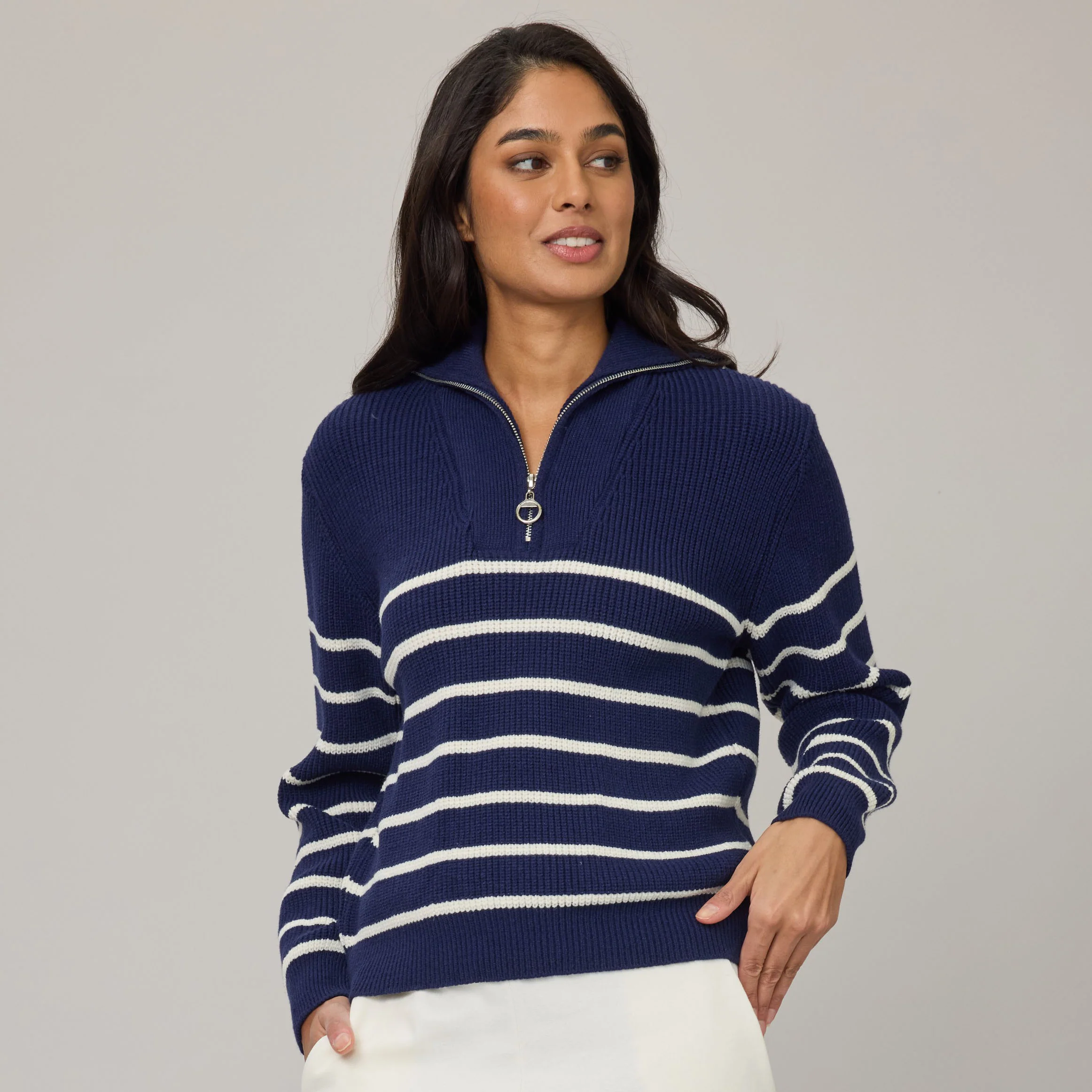PISTACHE- WOMEN'S COMFORT RIB SWEATER WITH ZIPPER - Image 2