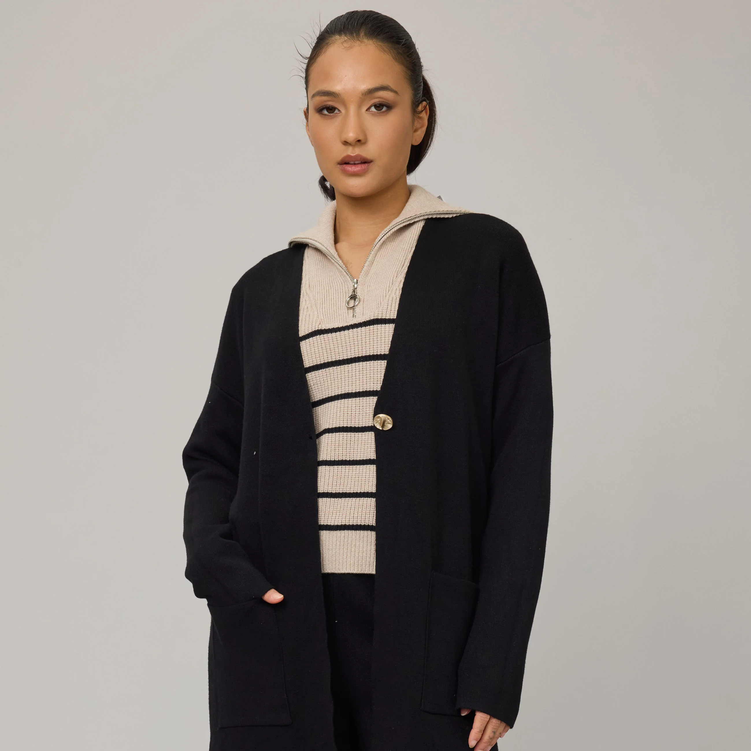 PISTACHE- WOMEN'S COMFORT RIB SWEATER WITH ZIPPER - Image 3