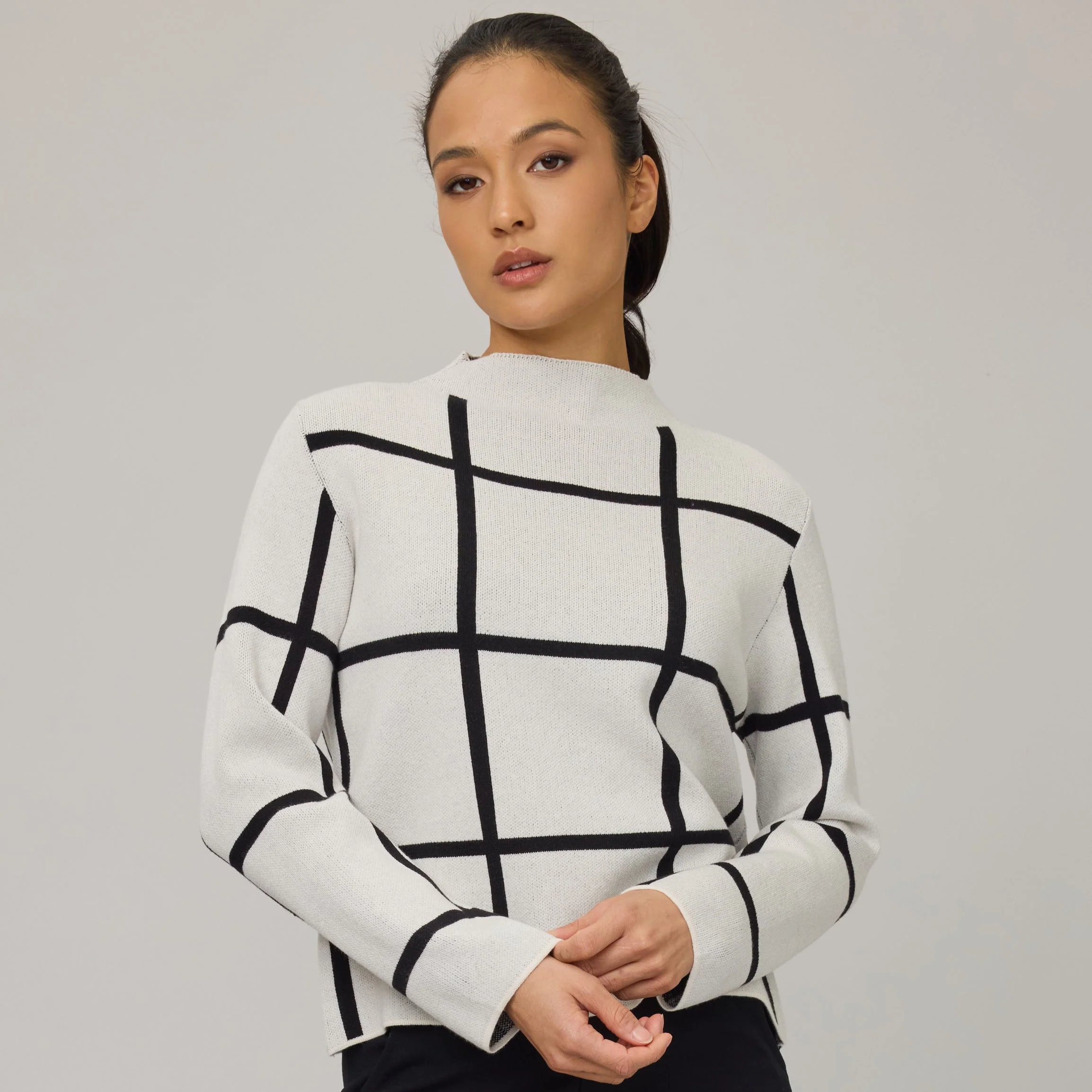 PISTACHE- WOMEN'S CHECK KNIT SWEATER - Image 3