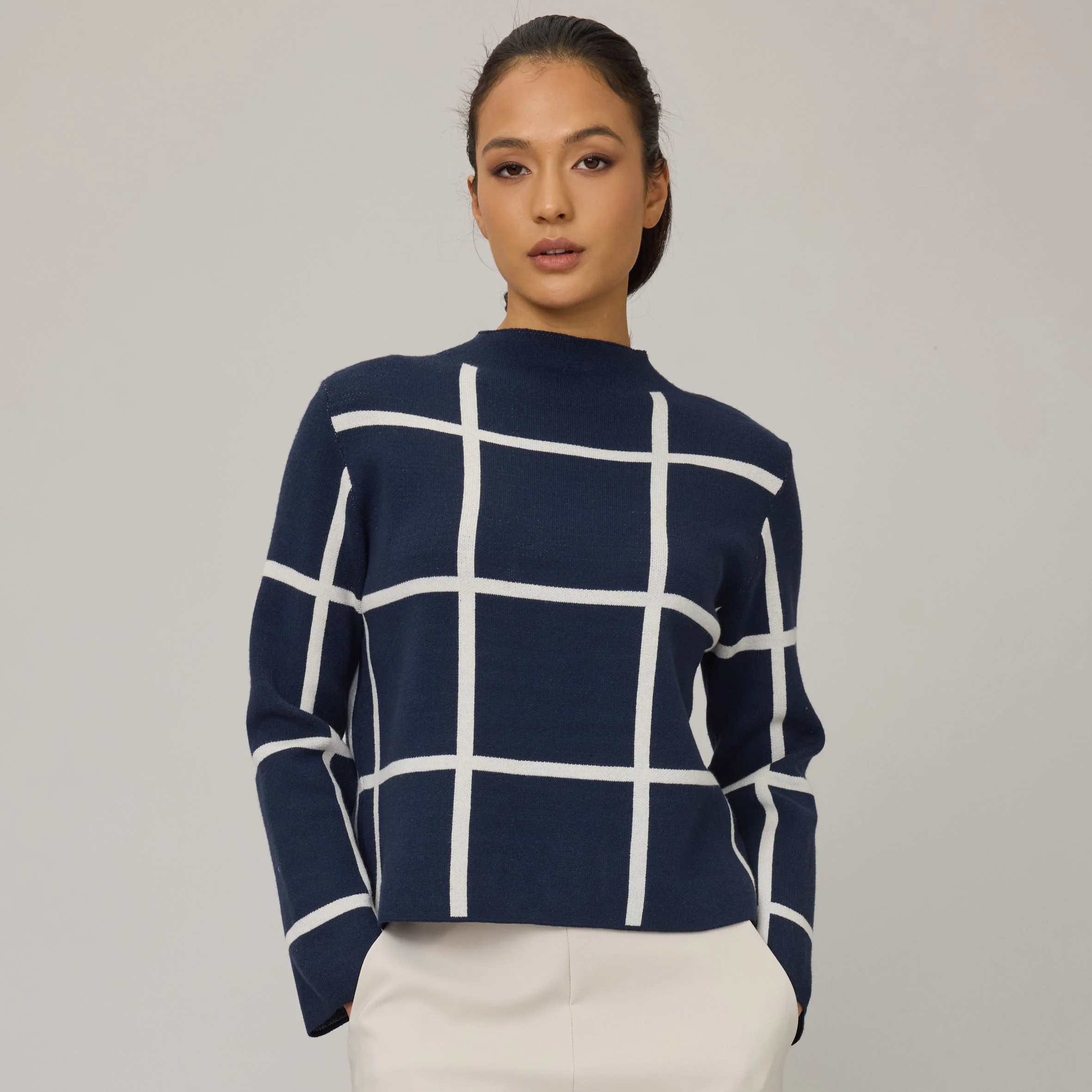 PISTACHE- WOMEN'S CHECK KNIT SWEATER - Image 4