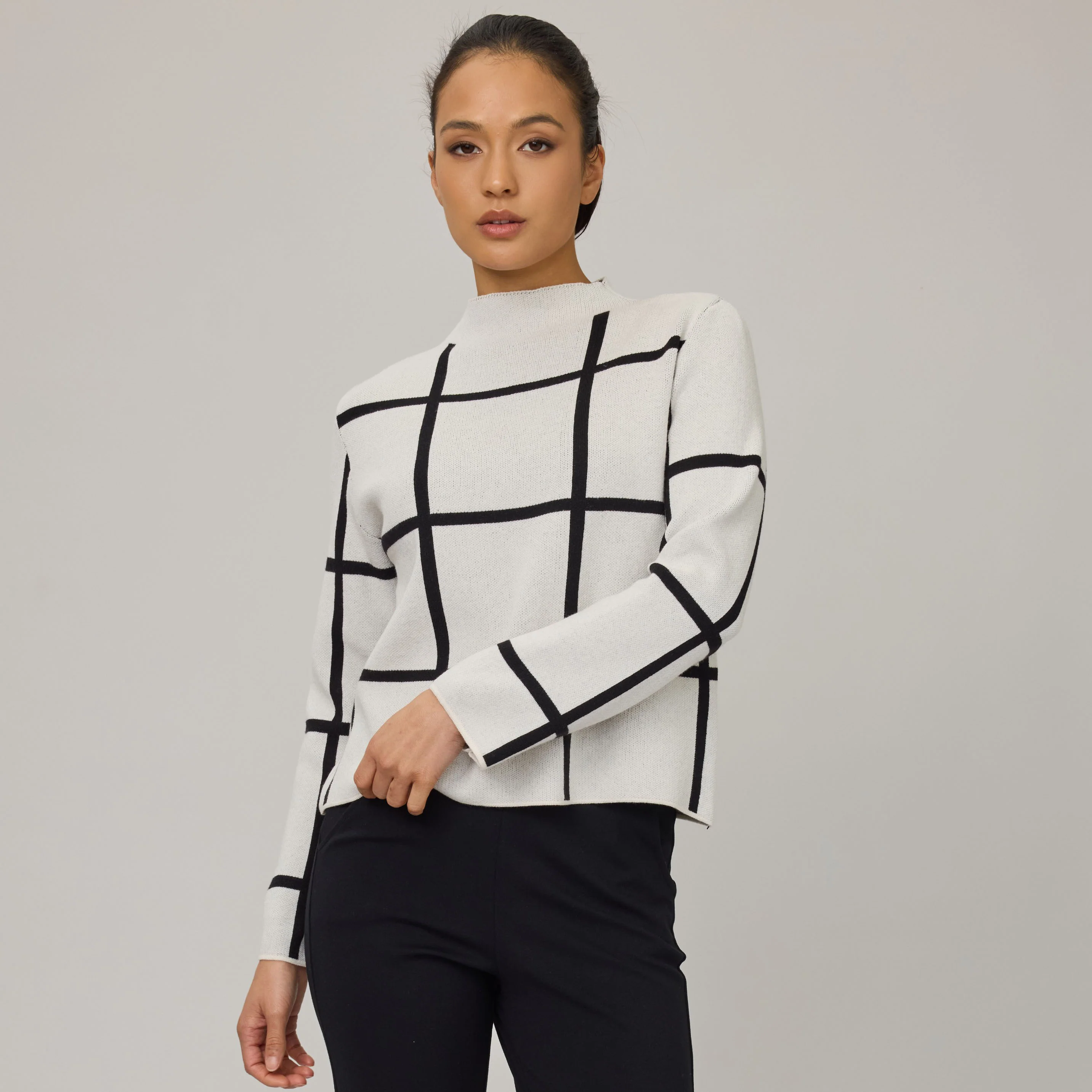 PISTACHE- WOMEN'S CHECK KNIT SWEATER - Image 5