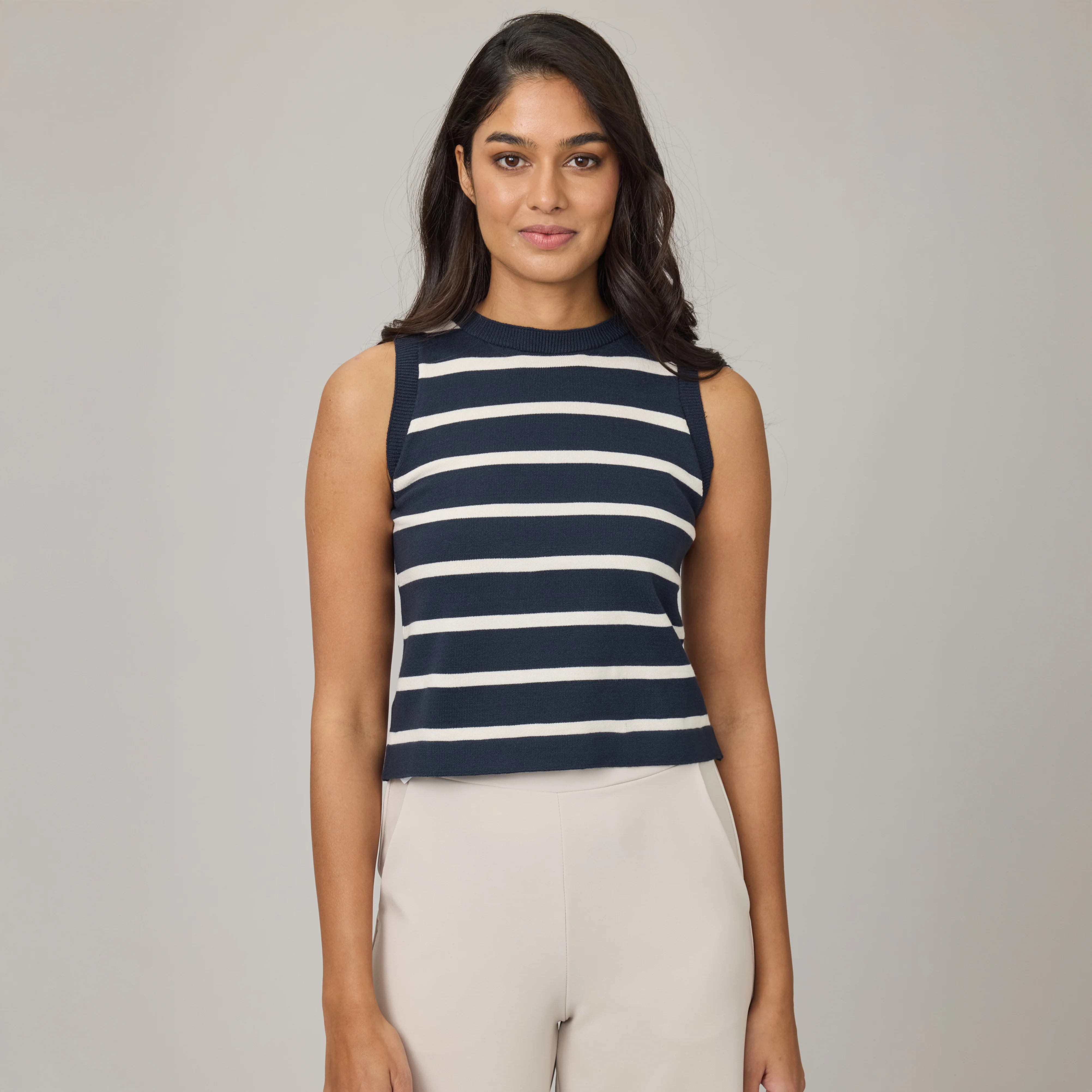 PISTACHE- WOMEN'S STRIPED KNIT VEST - Image 2