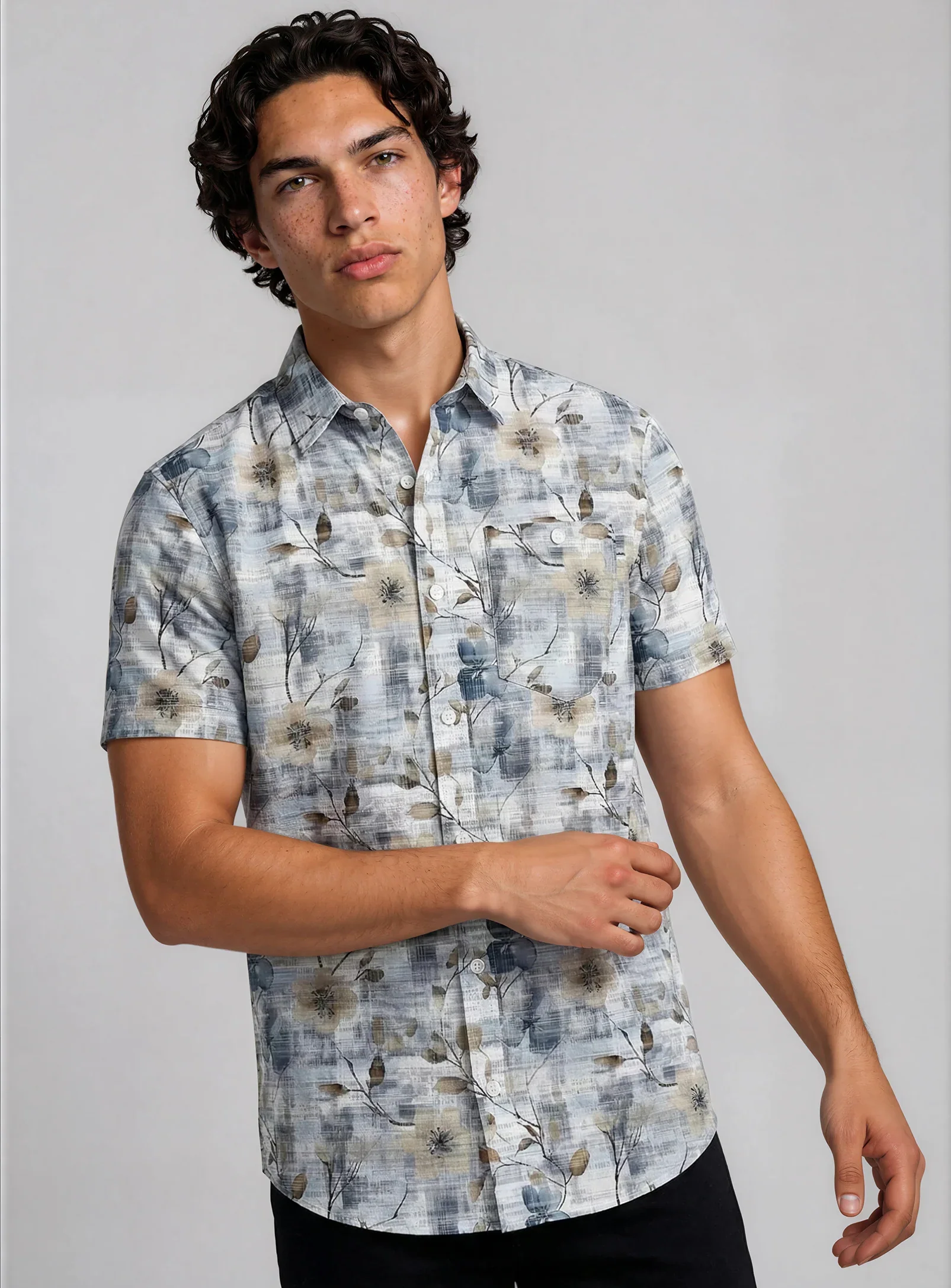 POINT ZERO - 4-WAY STRETCH S/S ALL OVER TEXTURED