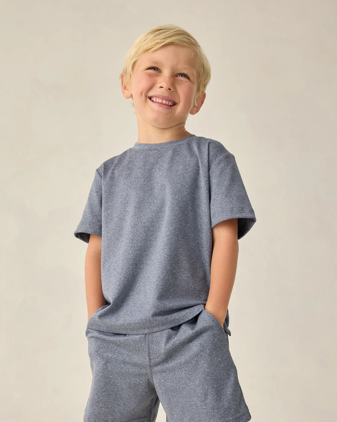 RYLEE + CRU - KIDS COVE ESSENTIAL TEE HEATHERED MARINE - Image 3