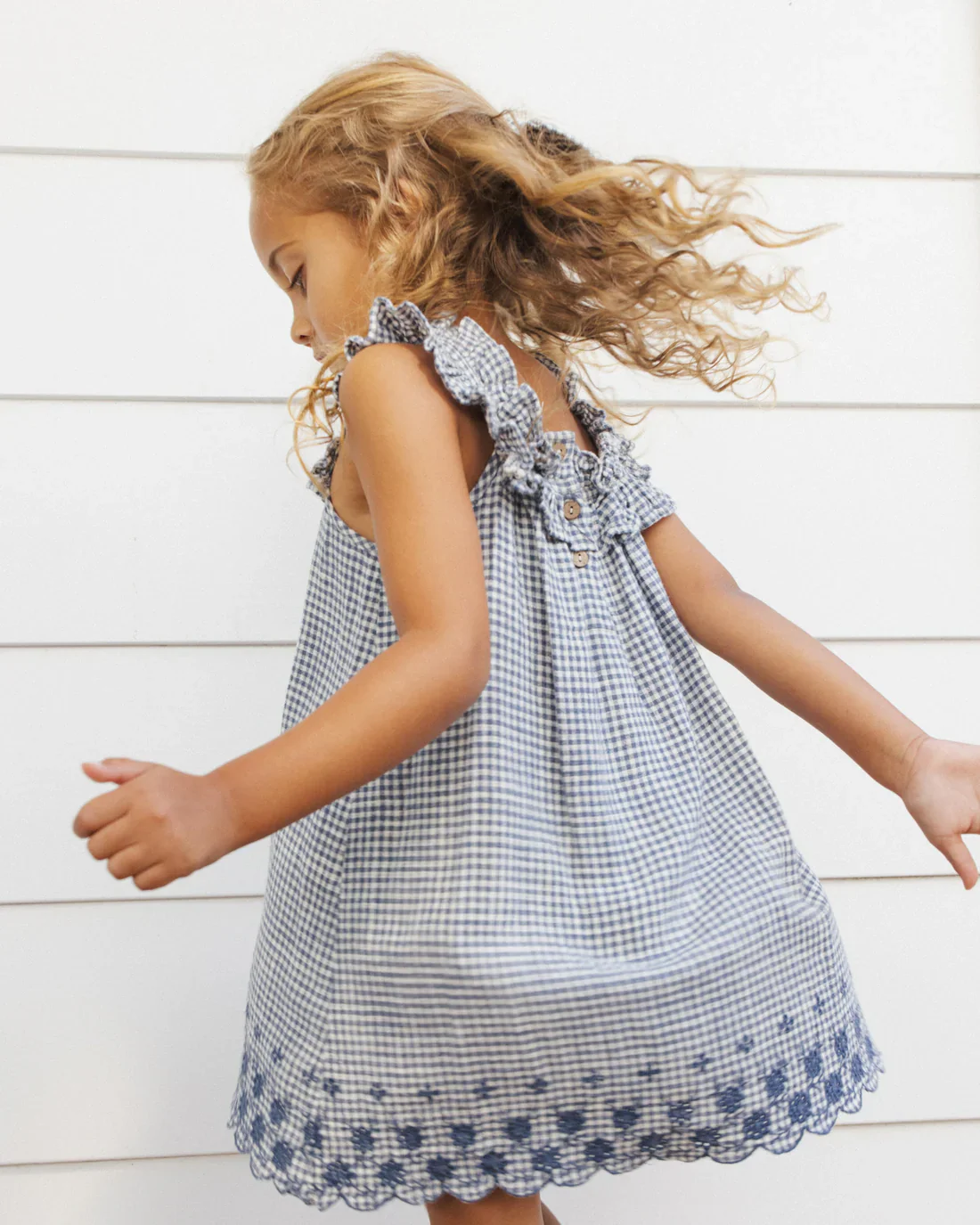 RYLEE + CRU - KIDS LENNON DRESS MARINE GINGHAM - Image 5