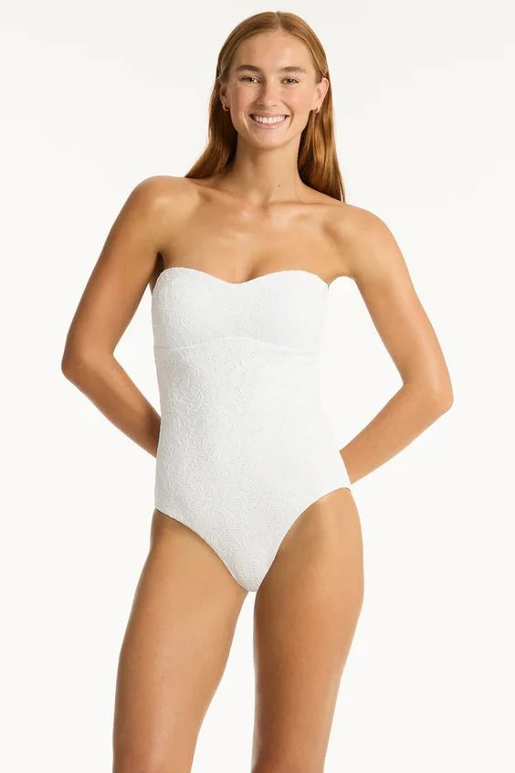 SEA LEVEL- WOMEN'S INTERLACE SEAMLESS BANDEAU 1PC SWIMSUIT