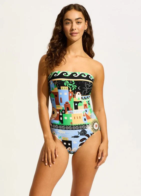 SEAFOLLY- WOMEN'S 1 PC ATLANTIS BANDEAU SWIMSUIT