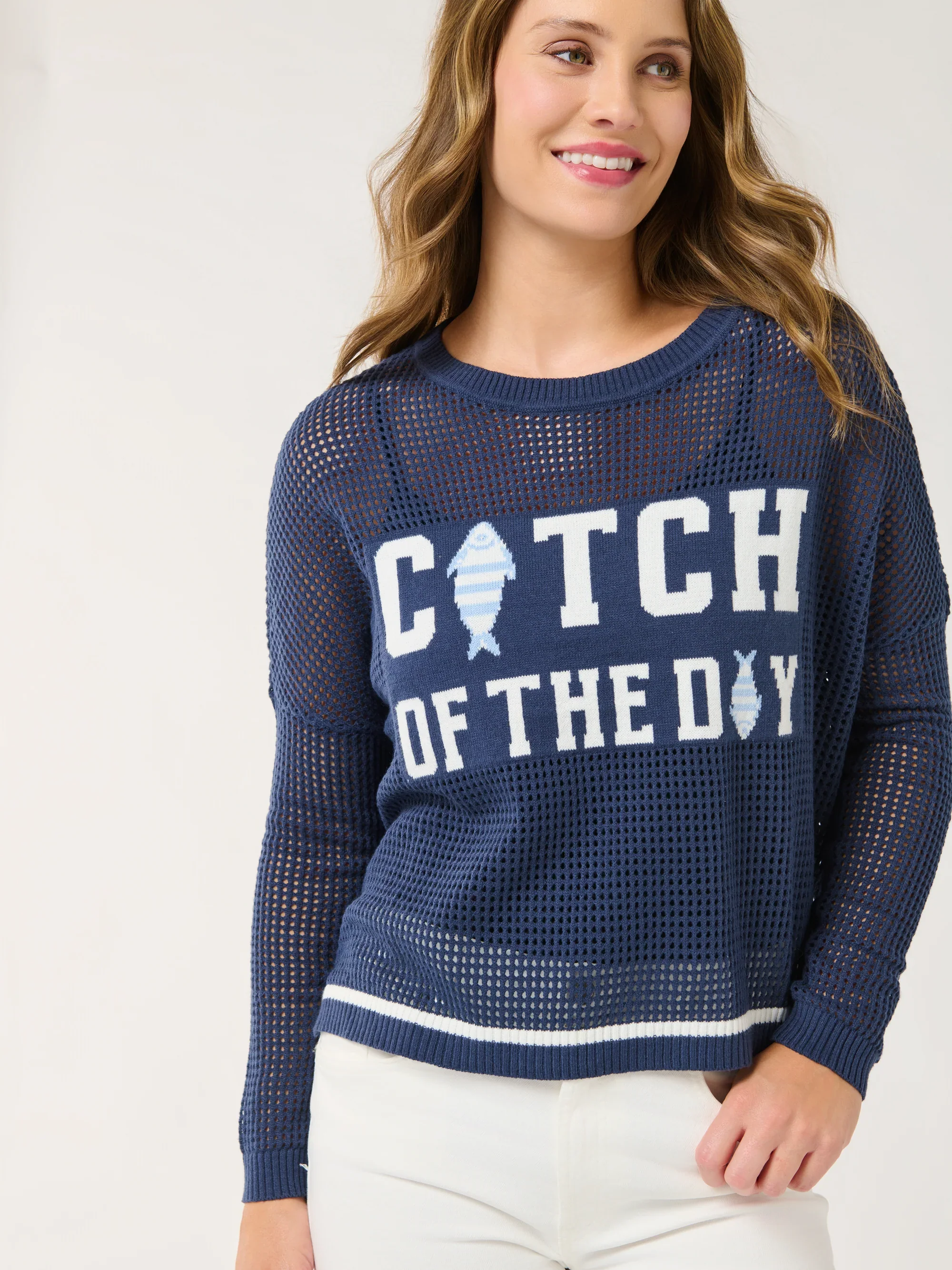 SHIRALEAH - CATCH OF THE DAY MESH SWEATER - Image 3