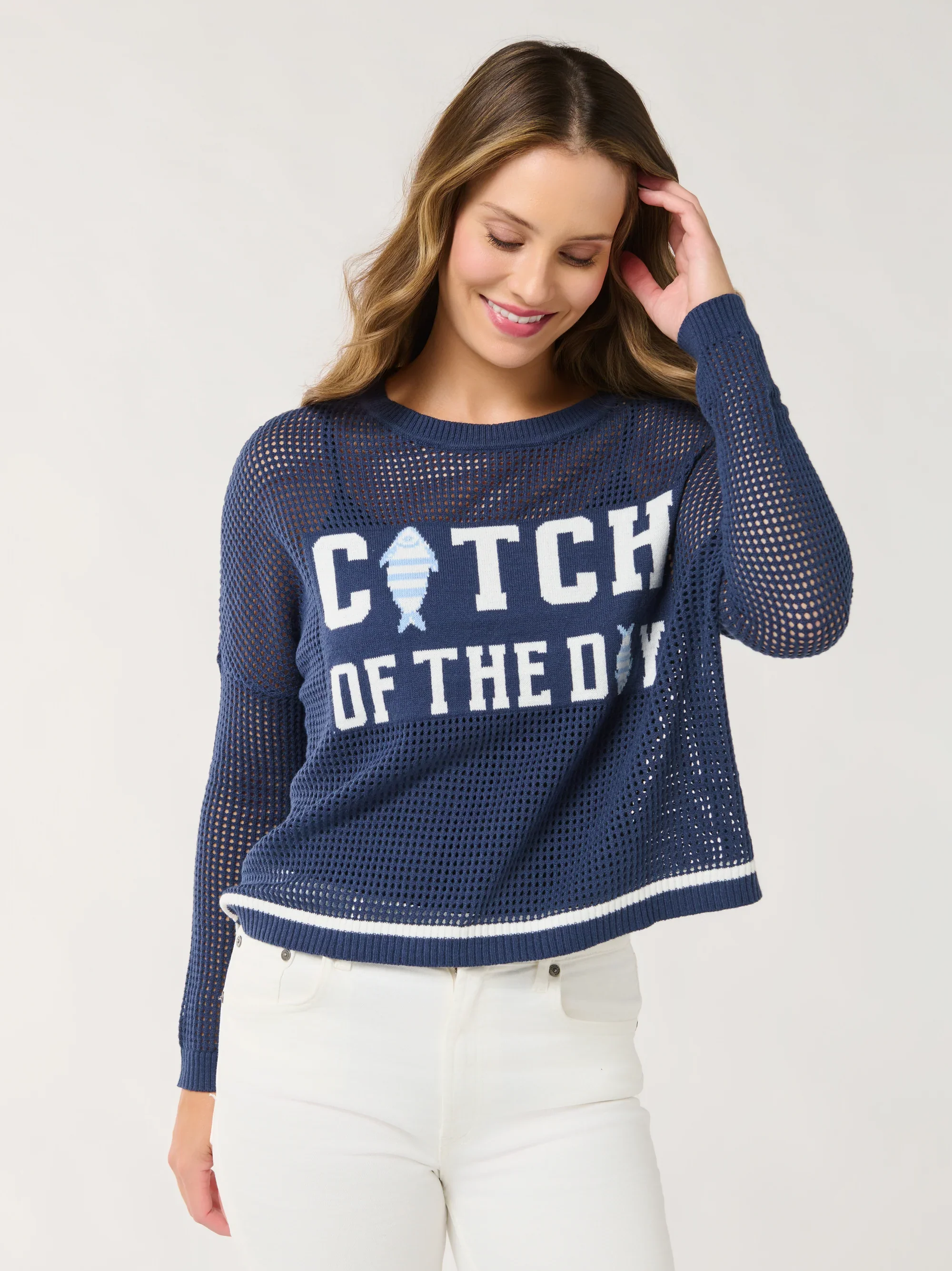 SHIRALEAH - CATCH OF THE DAY MESH SWEATER - Image 5