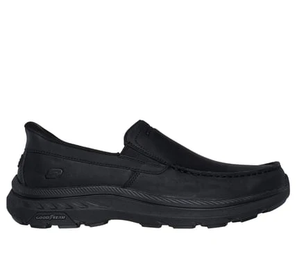 SKECHERS- MEN'S POLLARD DUAL GORE LEATHER MOC TOE SLIP-IN SHOE