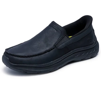 SKECHERS- MEN'S POLLARD DUAL GORE LEATHER MOC TOE SLIP-IN SHOE - Image 4