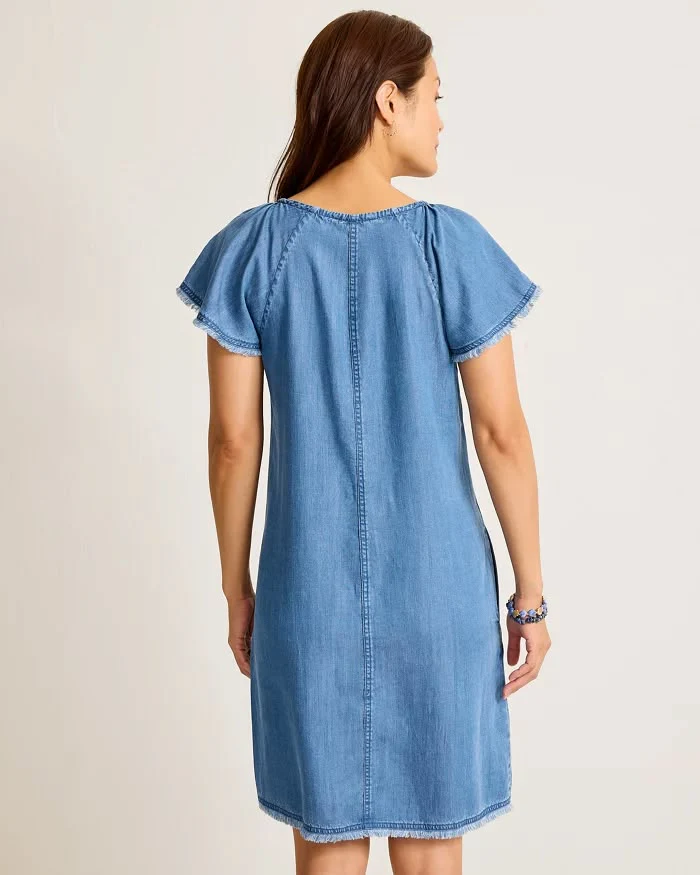 TOMMY BAHAMA - WOMEN'S CHAMBRAY FLUTTER SHIFT DRESS - Image 3