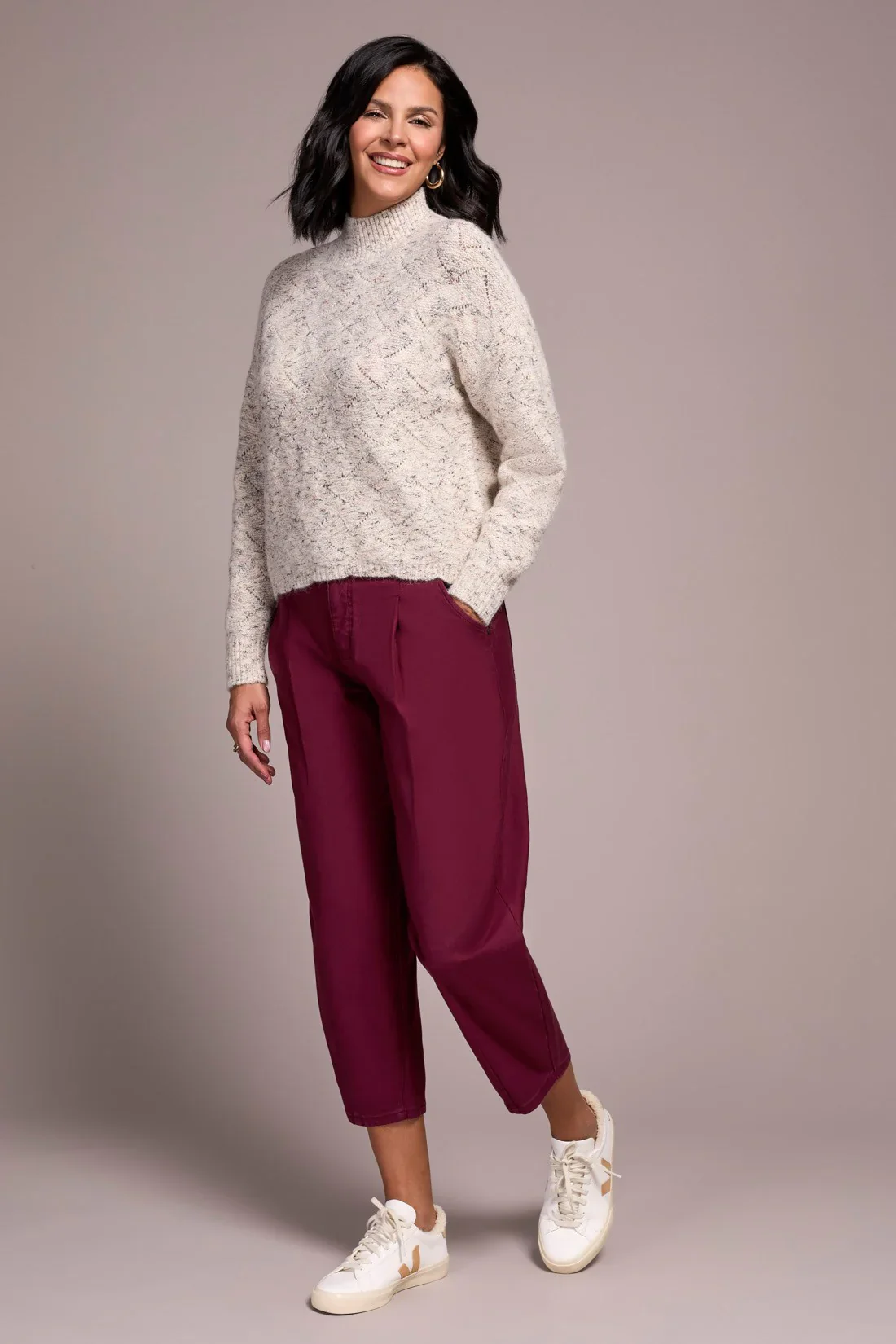 TRIBAL - WOMENS Mock Neck Drop Shoulder Sweater 5943O - Image 3